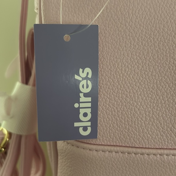 Claire’s NWT Elegant Pink Quilted Backpack with Crystal Accent - Picture 6 of 12